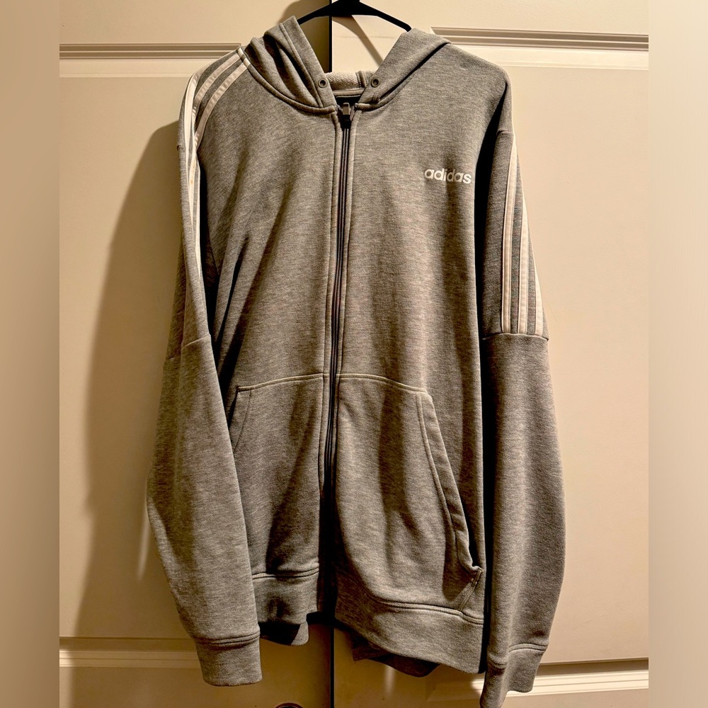 Adidas grey full sip hoddie